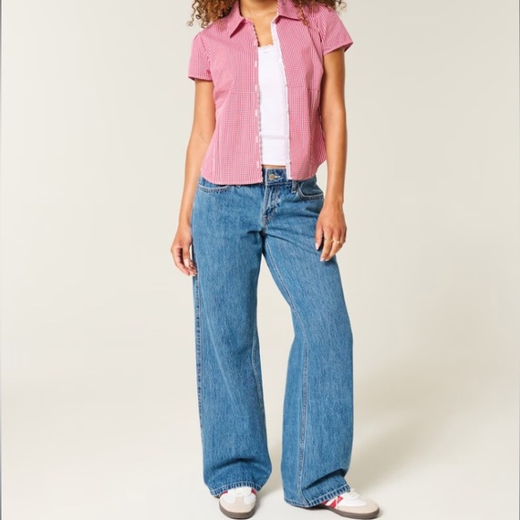 Hollister Low Rise Baggy Jeans Size 0 25 Wide Leg Medium Wash 100% Cotton Denim - Picture 13 of 13